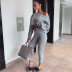 women s round neck long-sleeved trousers solid color two-piece  NSYI10437