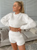 new casual fashion long sleeve sweater shorts two-piece  NSYI10448