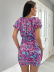 Short Sleeve Hollow Printed Dress NSYI10475