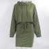women s sexy hooded solid color skirt two-piece  NSYI10481