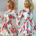 fashion high-neck rose print dress NSYI10487