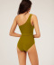 Solid color one shoulder low chest belt sexy triangle swimsuit NSHL10654