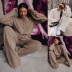 autumn and winter solid color casual loose hooded sweater sports suit NSLK10739