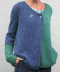suéter informal con cuello en V y botones con costuras NSLK10740