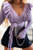 strappy slim solid color knit long-sleeved sexy V-neck sweater NSLK10749