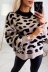 leopard print jacquard round neck sweater  NSLK10750