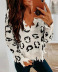 sexy ripped leopard print V-neck knitted pullover sweater NSLK10775
