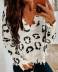 sexy ripped leopard print V-neck knitted pullover sweater NSLK10775
