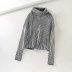 pile collar two-color strip knitted loose sweater NSAM10788