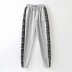 high waist stitching leopard print elastic waist drawstring pants  NSAM10790