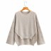 solid color front short round neck sweater NSAM10866