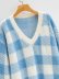 V-neck pullover plaid sweater NSAM10871