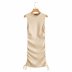 Turtleneck Sleeveless Side Drawstring Lace Vest Dress  NSAM10880