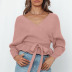 V-neck halter lace-up long-sleeved sweater NSLK10895