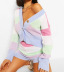casual loose multicolor stitching knit sweater NSLK10901