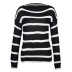 solid color striped round neck sweater NSLK10908