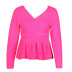 slim V-neck solid color long-sleeved sweater  NSLK10909