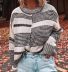loose black and white striped sweater NSLK10915