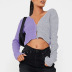 sexy colorblock cropped cardigan sweater  NSLK10916