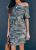 camouflage pattern round neck short sleeve casual dress NSSI10938