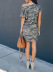 camouflage pattern round neck short sleeve casual dress NSSI10938