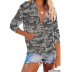 Camouflage Zipper Long Sleeve Casual Hooded Jacket  NSSI10961