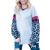 Christmas plaid sleeves leopard stitching v-neck long-sleeved sweatershirt NSSI10973