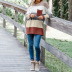 striped contrast color pocket round neck pullover sweater NSSI10976