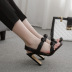 square toe knotted thick high heel large size sandals  NSCA11190