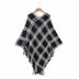 wholesale loose tassel bat shawl cloak sweater black and white plaid sweater NSAM6355