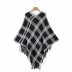wholesale loose tassel bat shawl cloak sweater black and white plaid sweater NSAM6355