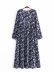 Water Printed Rayon Fringed Bohemian Long Sleeve Dress  NSAM6359