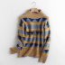 wholesale autumn and winter retro knitted bottoming shirt women half high neck striped outer wear sweater NSAM6366