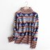 wholesale autumn and winter retro knitted bottoming shirt women half high neck striped outer wear sweater NSAM6366