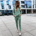 hot style women s solid color casual hooded sweatshirt sportswear two-piece suit NSYD6380