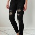 hole leopard print patch elastic feet jeans women tight-fitting all-match pencil pants  NSYD6381
