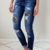 hole leopard print patch elastic feet jeans women tight-fitting all-match pencil pants  NSYD6381