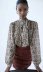 wholesale autumn bow decoration printed blouse top NSAM6418