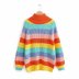 wholesale new high-neck color matching rainbow stripe long-sleeved pullover knitted sweater NSAM6428