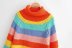 wholesale new high-neck color matching rainbow stripe long-sleeved pullover knitted sweater NSAM6428