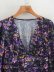 autumn purple fashion floral short dress NSAM6437