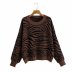 wholesale zebra pattern round neck pullover long sleeve women s bottom outer wear sweater NSAM6443