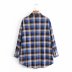 wholesale blue plaid shirt women retro loose mid-length long-sleeved jacket NSAM6445