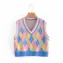 wholesale women s new rainbow color knitted front and rear diamond vest NSAM6453