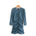 vestido de manga larga plisado con estampado delgado de otoño NSAM6467