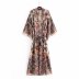 rayon water printing belt kimono dress NSAM11243
