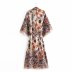 rayon water printing belt kimono dress NSAM11243