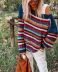 multicolor stitching striped pullover sweater top  NSLK11323