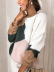 new solid color stitching round neck sweater  NSLK11336