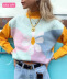 round neck multicolor stitching sweater NSLK11340